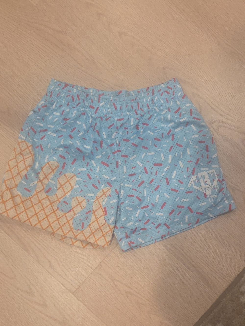 BL101 Light Blue Ice Cream Drip Graphic Athletic Shorts for Men